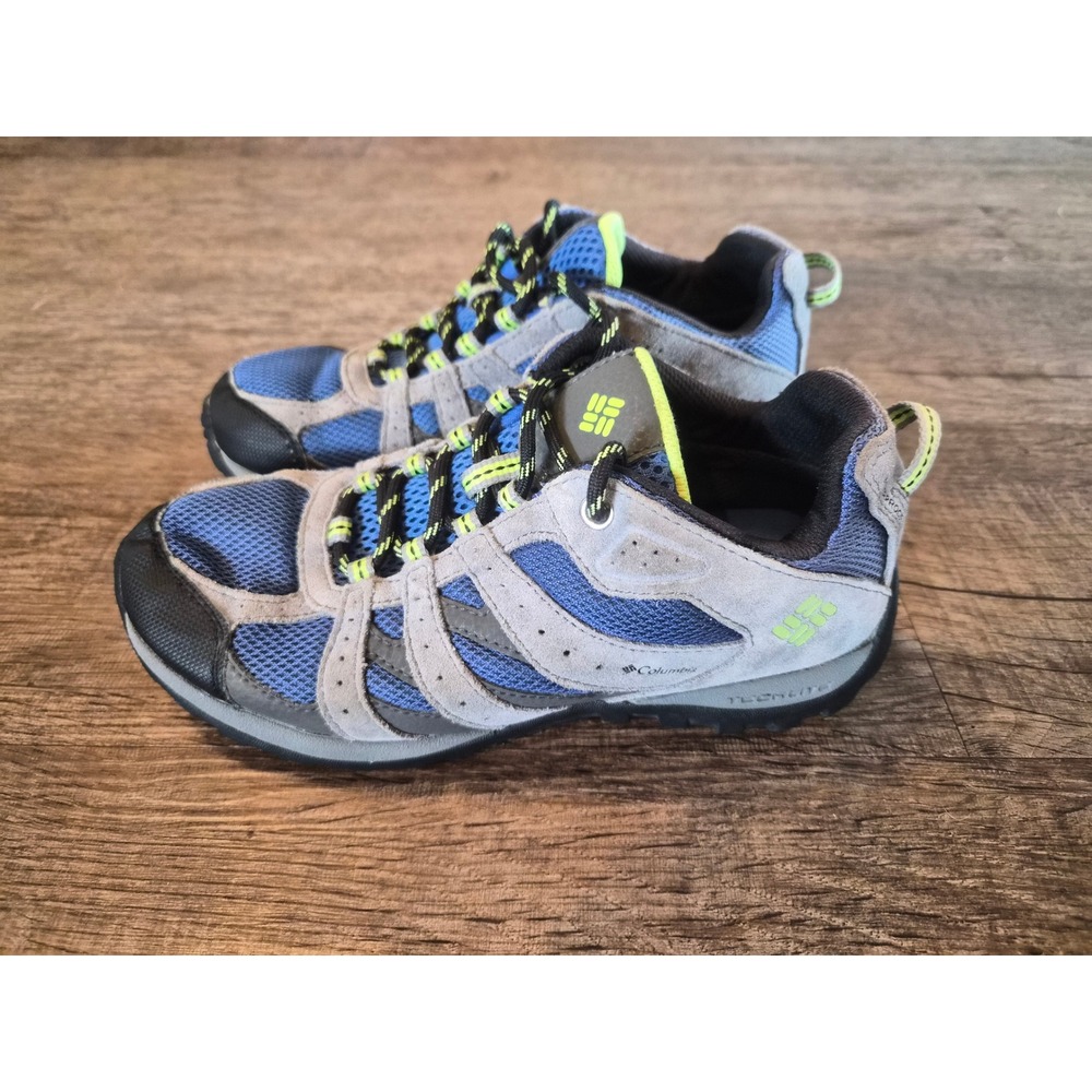 Columbia Kids Redmond Waterproof Hiking Shoes Blue Grey Size 5Y